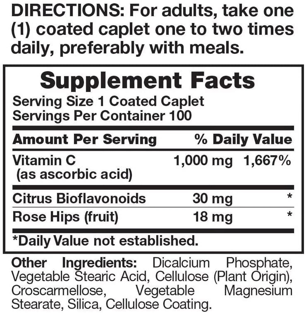 Vitamin C with Bioflavonoids & Wild Rose Hips 100 ct 6 Pack V105