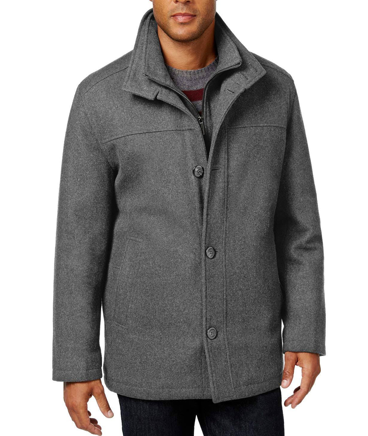 Wool Blend Car Coat with Bib U101
