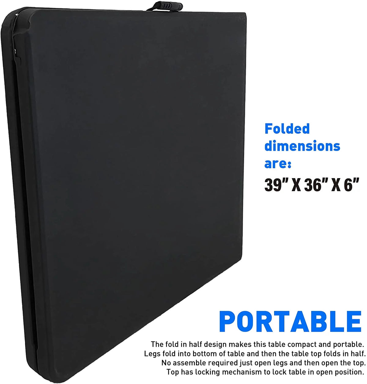 Oversized Black Folding Table 6.5 X 3 W45233