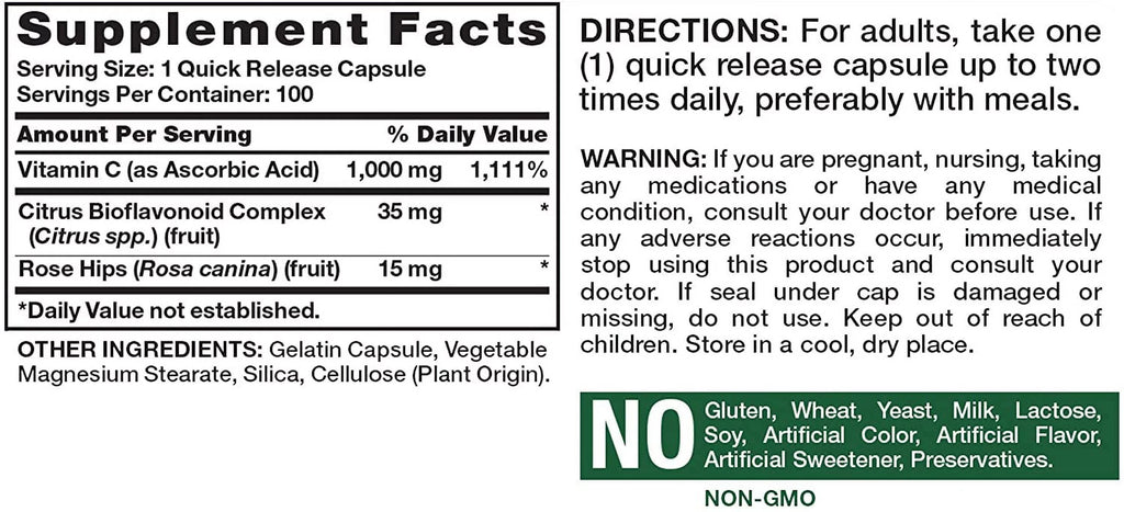 Vitamin C with Bioflavonoids & Wild Rose Hips 100 ct 6 Pack V105