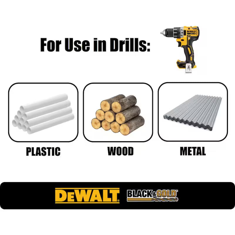 Black and Gold Twist Drill Bit Set 10-Piece K307700