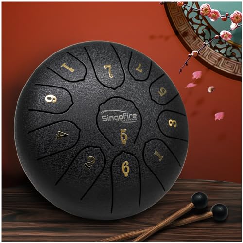 22-Inch 10-Notes 440Hz D Minor Kurd Handpan with Bag, Mallets, Stand and Cloth L6796