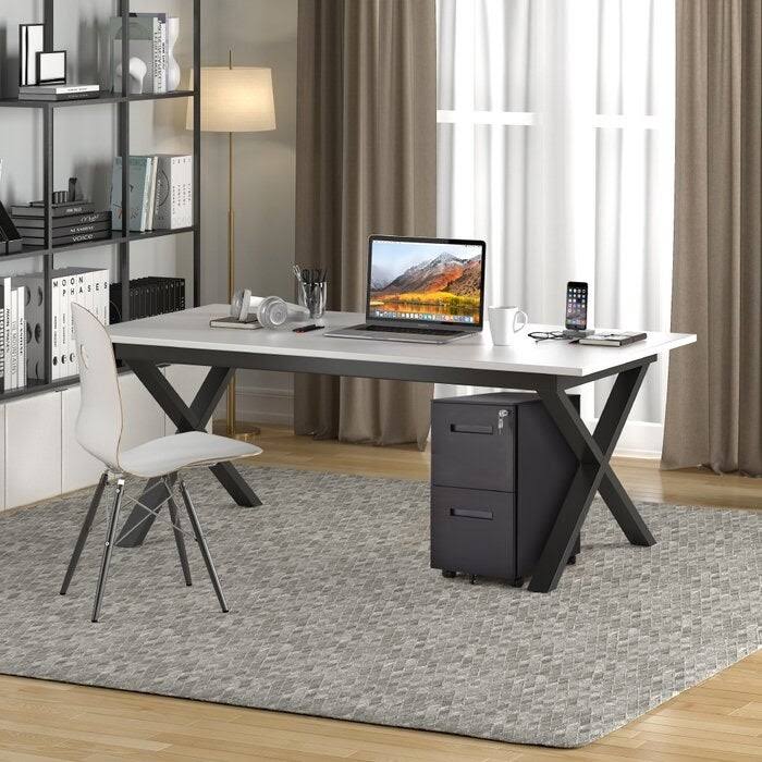 Black Metal 2-Drawer Mobile Vertical Filing Cabinet N878
