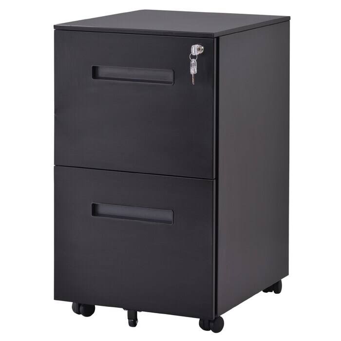 Black Metal 2-Drawer Mobile Vertical Filing Cabinet N878