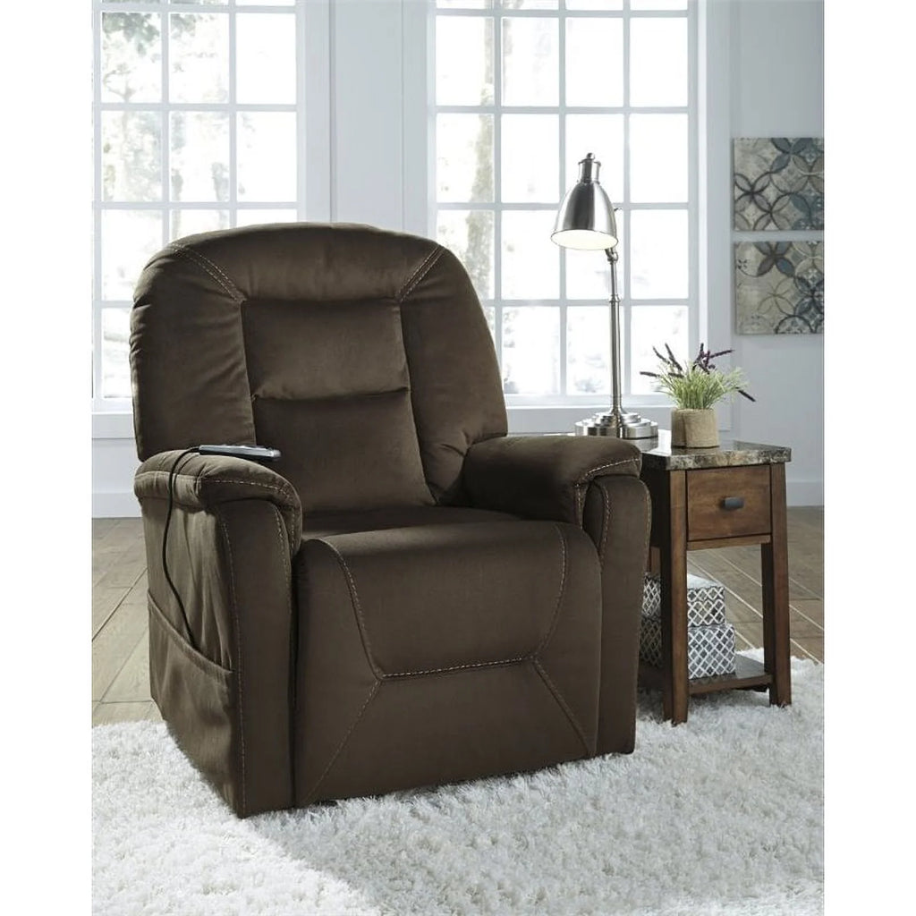 Espresso Coffee Fabric Power Lift Recliner M644