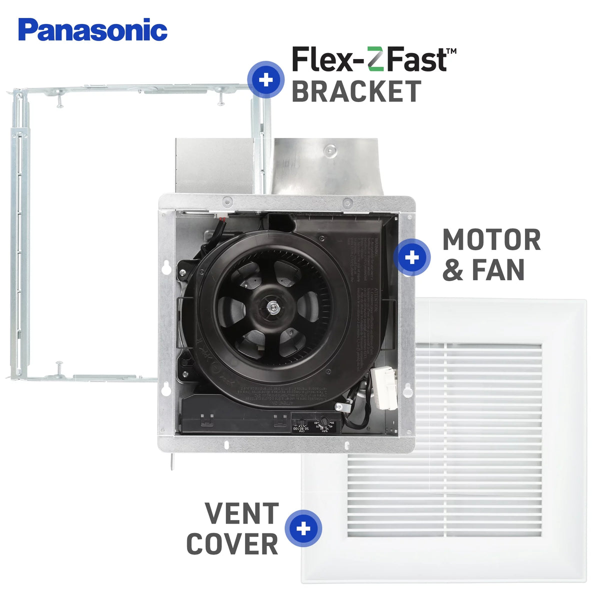 White Ceiling or Wall Exhaust Fan with Condensation Sensor F58059
